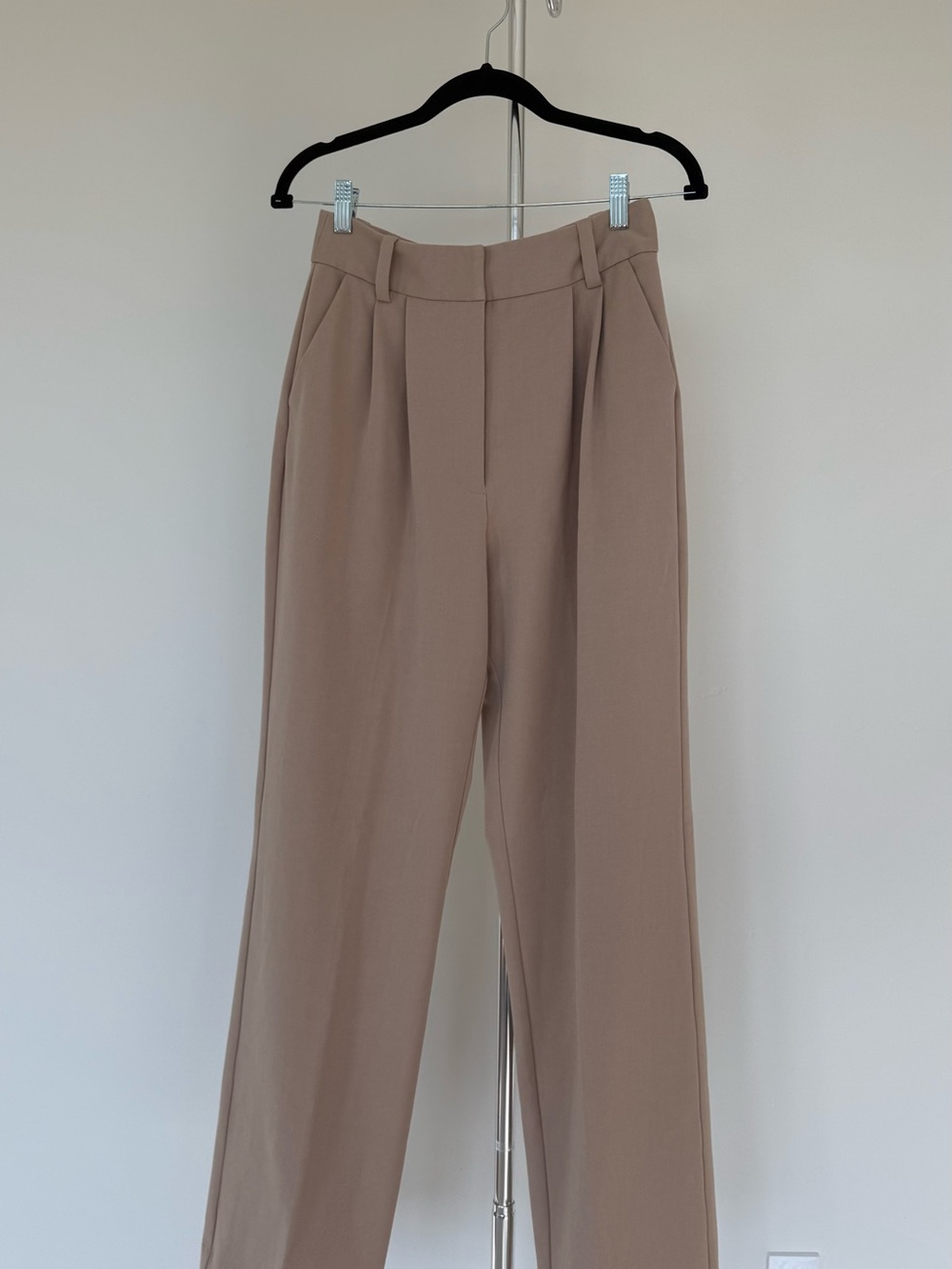 Favorite Daughter Taupe High-Rise Pleated Trousers